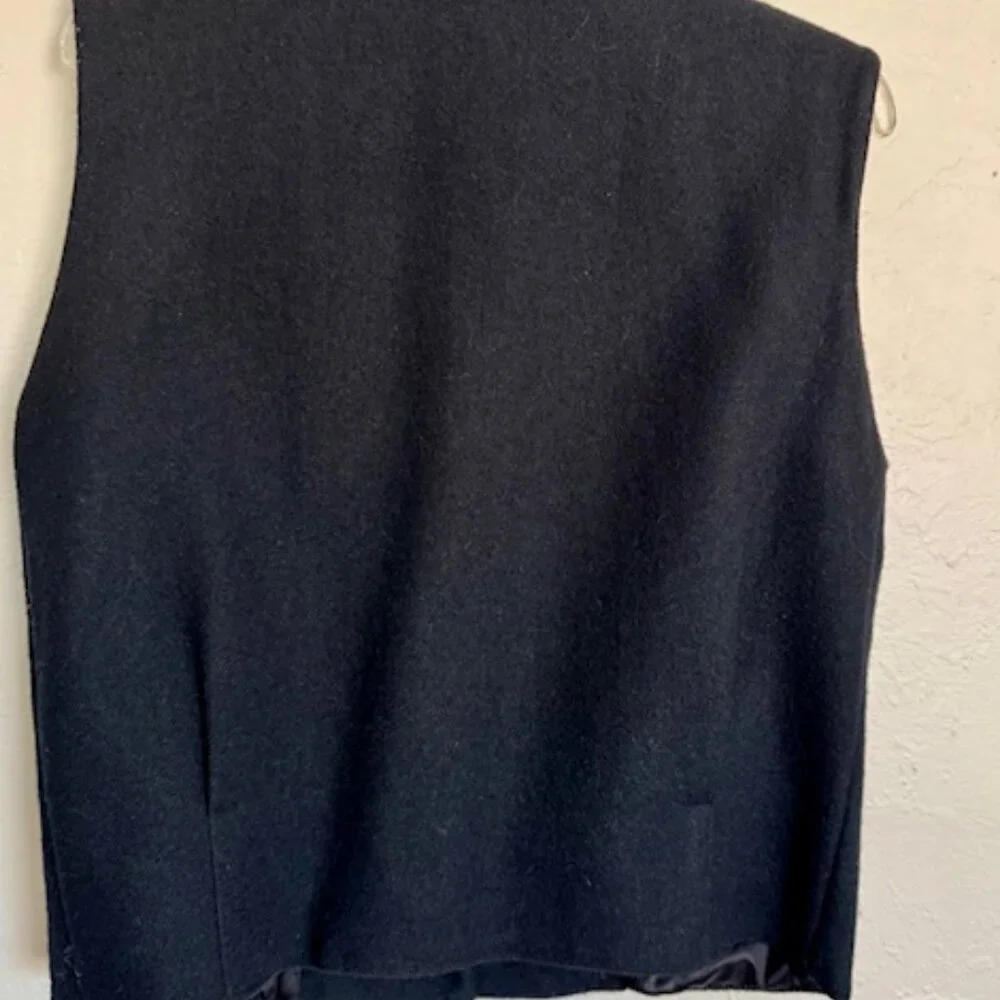 Double D Ranch Wear Blue Wool appliqued Vest, no size tag, assume XS - Picture 5 of 9